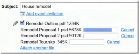 Upload Progress Bars in Gmail Upload Progress Bars in Gmail