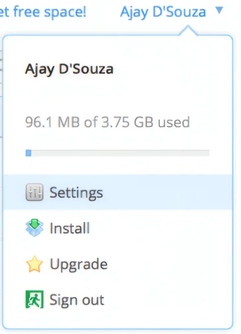 Dropbox Settings