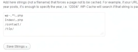 WP Super Cache exceptions