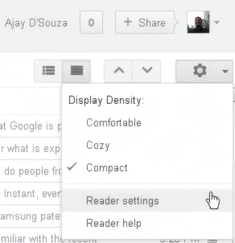 Access Google Reader Settings