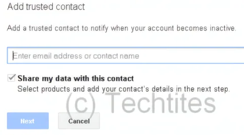 Inactive Account Manager - Setup trusted contact