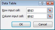 Enter parameters for the Data Table