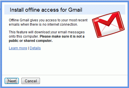 Install offline access for Gmail
