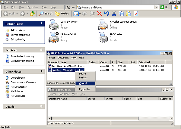 Simplify clearing the Windows Print Spooler Queue