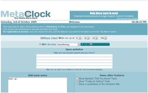 MetaClock: An Excellent Combination of Online Alarm Clock/Reminder