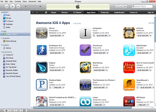 Get Awesome iOS 4 Apps  From iTunes