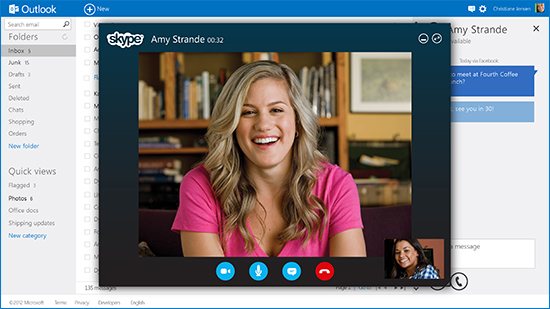 Outlook Inbox With Skype Dialog Box