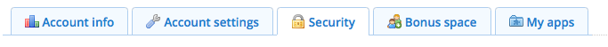 Dropbox Security tab