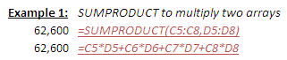How to divide two arrays with SUMPRODUCT in Excel