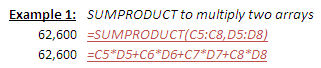 SUMPRODUCT to multiply two arrays