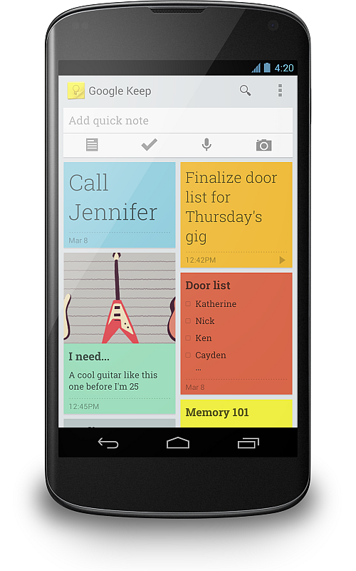 Google adds Google Keep