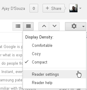 Access Google Reader Settings