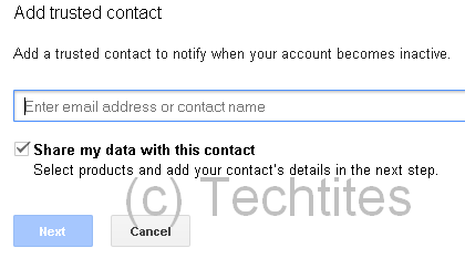 Inactive Account Manager - Setup trusted contact