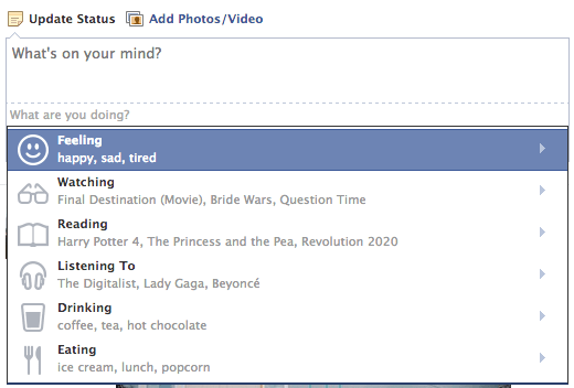 How to update your Facebook status with what you are doing