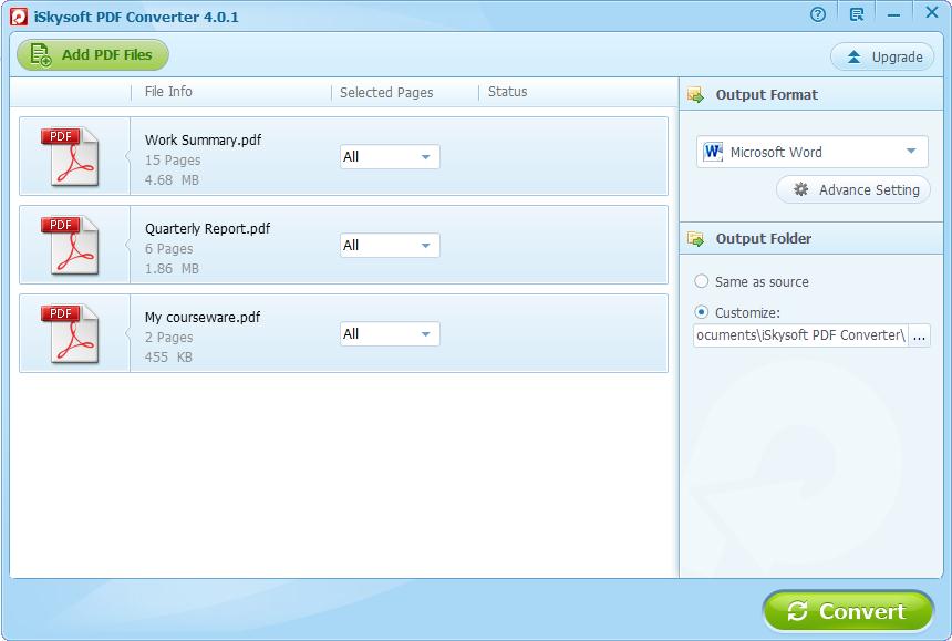 iSkysoft PDF Converter screenshot