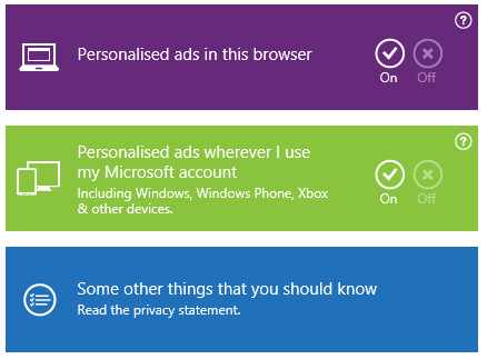 Microsoft personalised ads