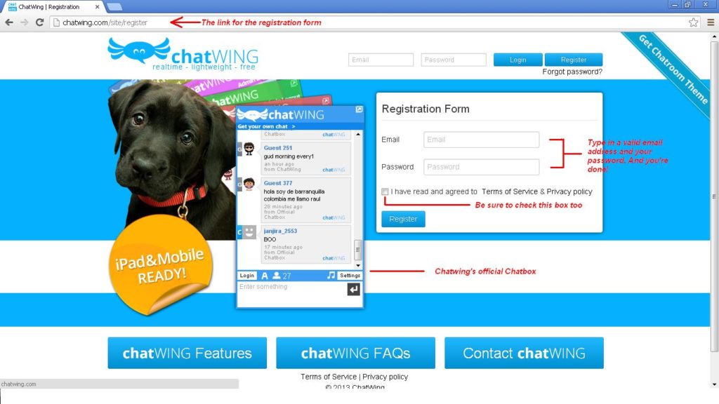 Chatwing - Register
