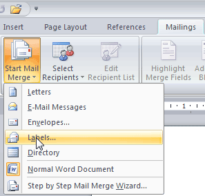 Label Merge with Microsoft Word 2007