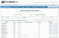 Easily hunt for available domains from MakeWords.com